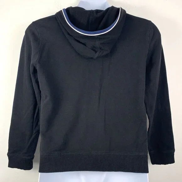 Vintage Sweatshirt Lee Sport XL Zip Front Striped Accents Black White Blue - Picture 2 of 4